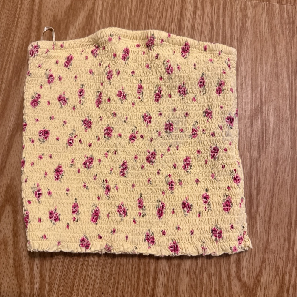 Garage Yellow Tube Top with Pink Floral Design